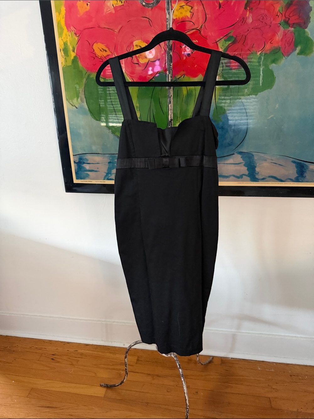 Classic Black Sheath Dress with Bow Detail